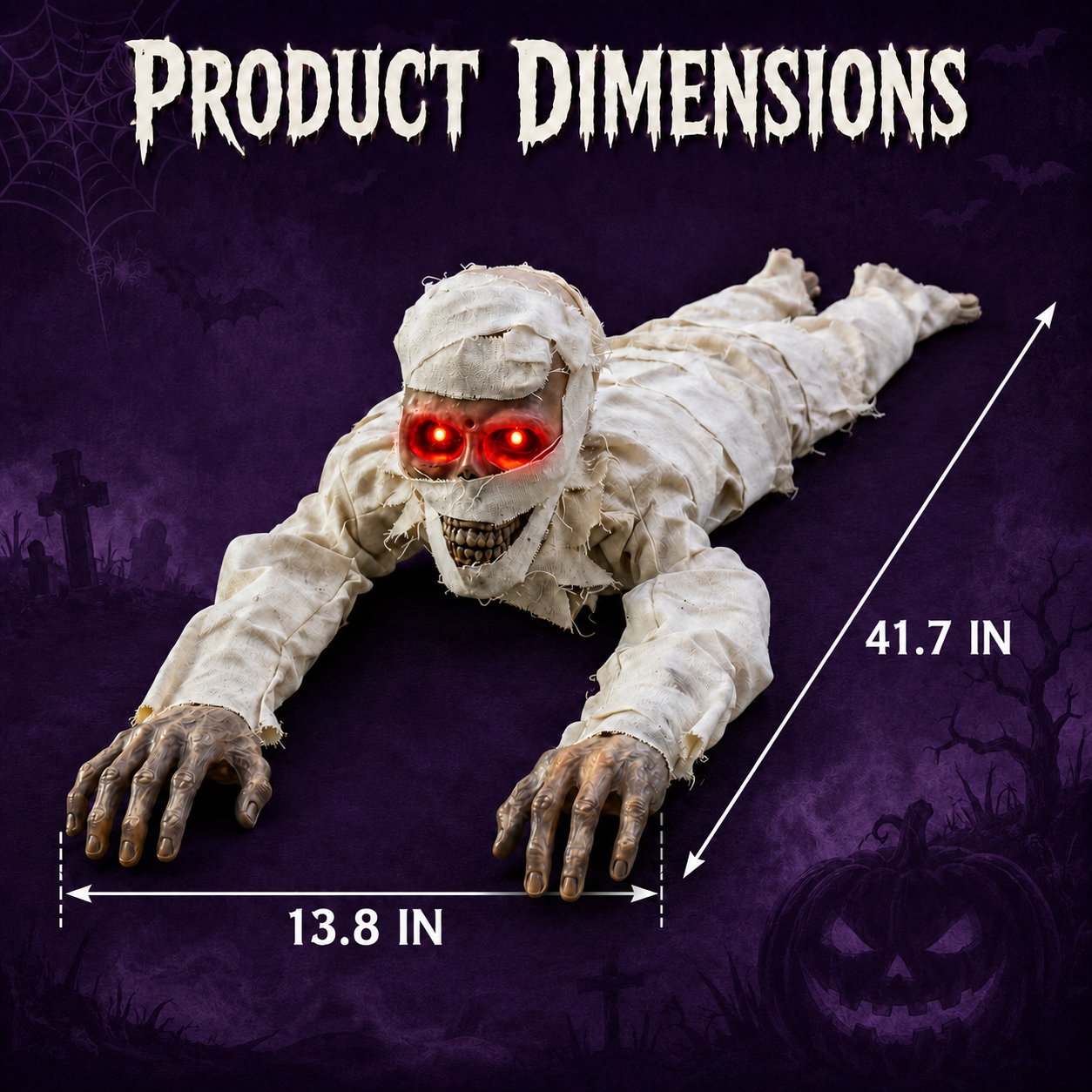 π§ Animated Crawling Mummy Halloween Prop β Sound-Activated Scare With Red Eyes π
