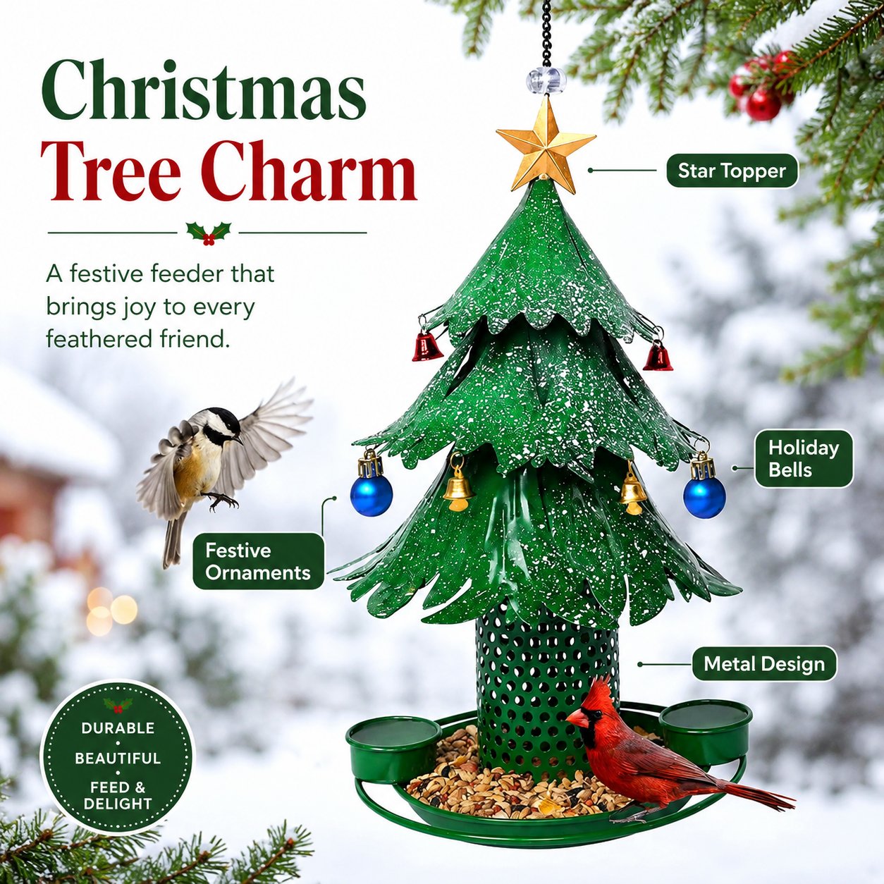 Christmas Tree Bird Feeder đ Festive Backyard Holiday Decor