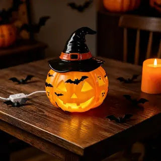 👻Spooky Glow Tiffany Lamp Pumpkin Ghost Bat Halloween Desk Light