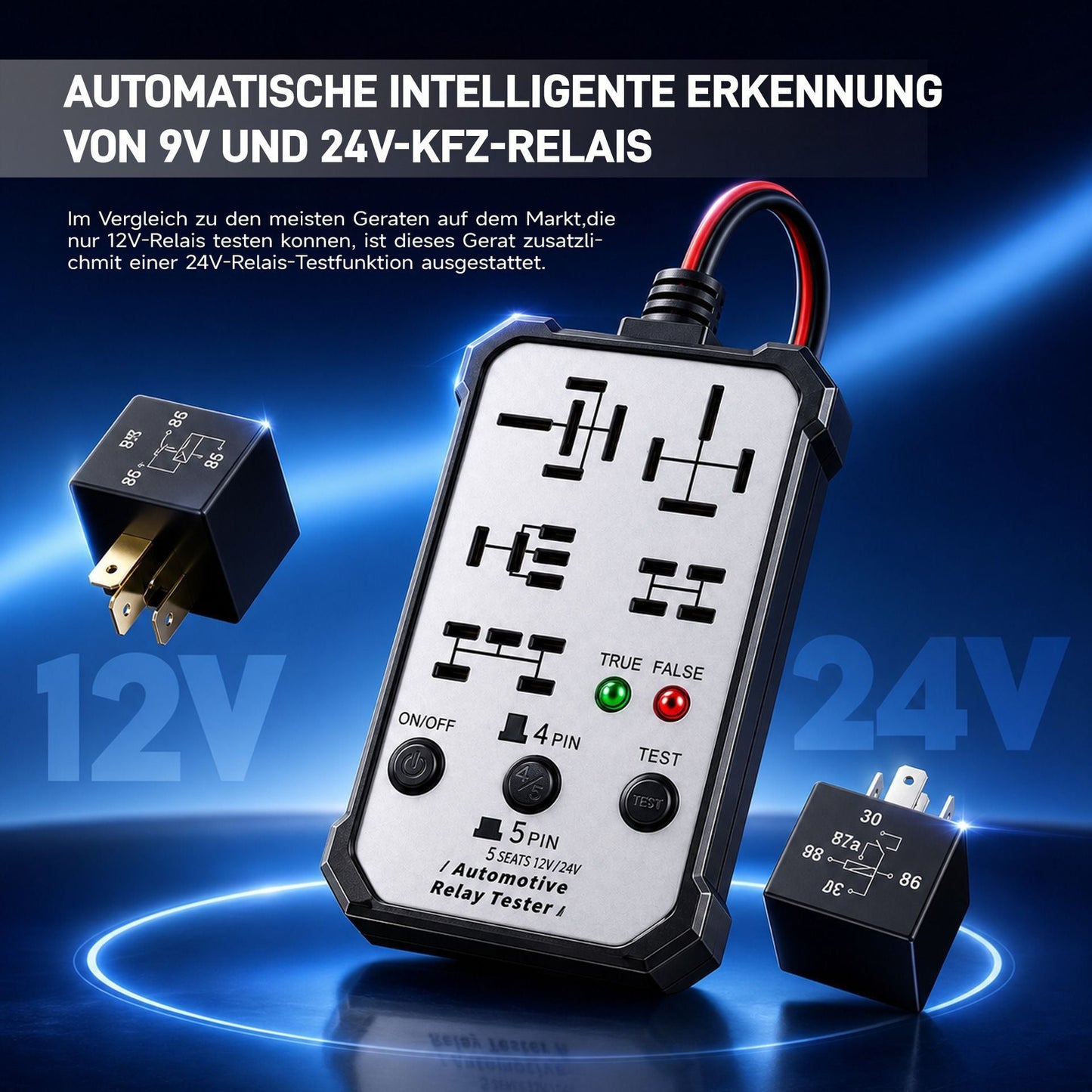 12V/24V Automotive Relay Tester – Fast Diagnostic Tool for 4 & 5 Pin Car Relays