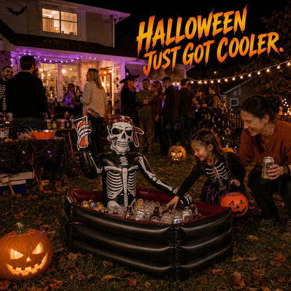 ☠️40-Gallon Inflatable Pirate Skeleton Cooler for Halloween