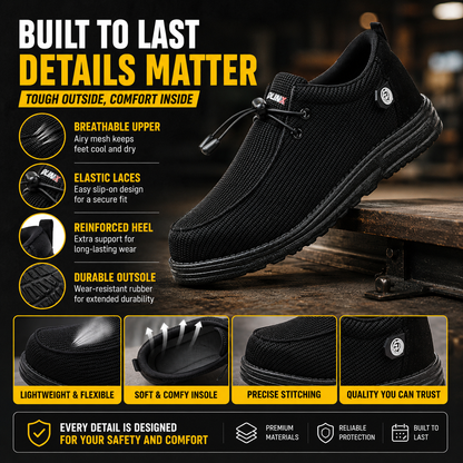 🥾 Lightweight Steel Toe Safety Loafers – Breathable Non-Slip Work Shoes | 🚚 Free Shipping