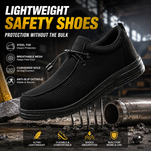 🥾 Lightweight Steel Toe Safety Loafers – Breathable Non-Slip Work Shoes | 🚚 Free Shipping