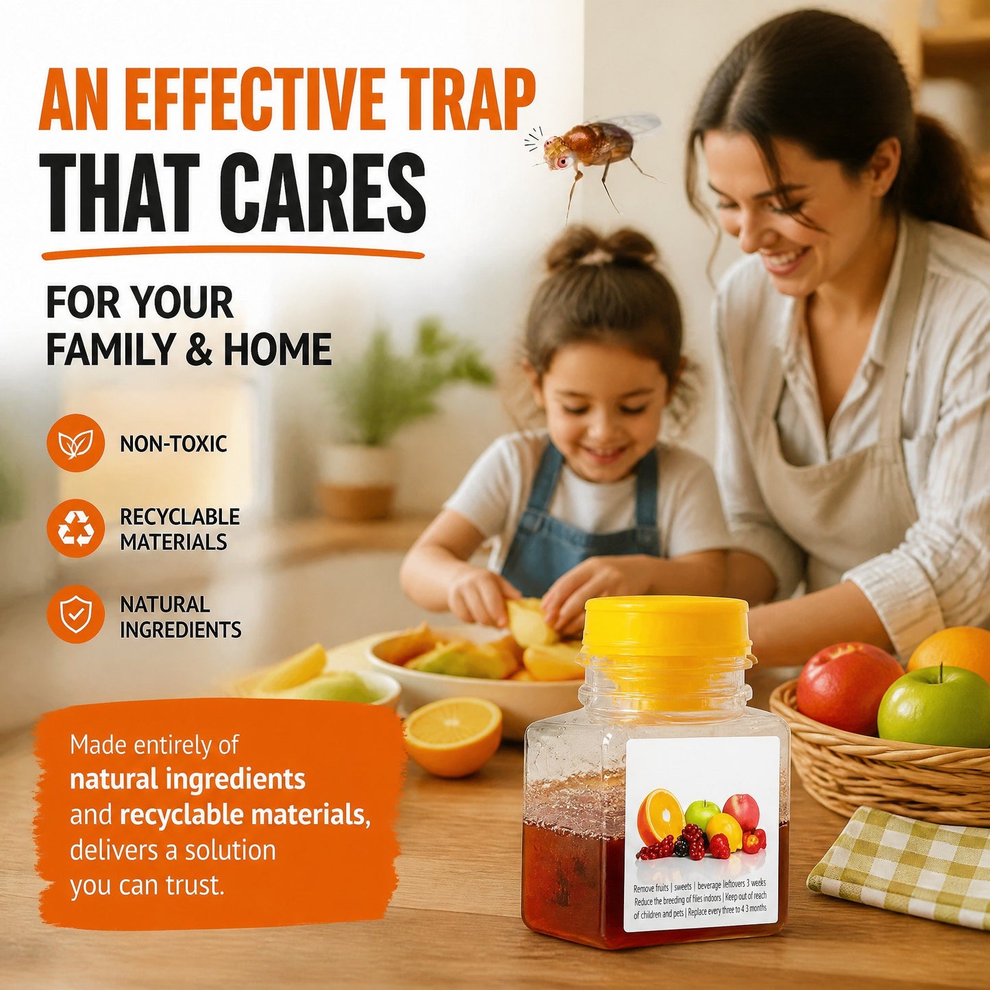 🔥Ultra-Strong Fruit Fly Trap - User Friendly (Up to 3 Weeks per Bottle)