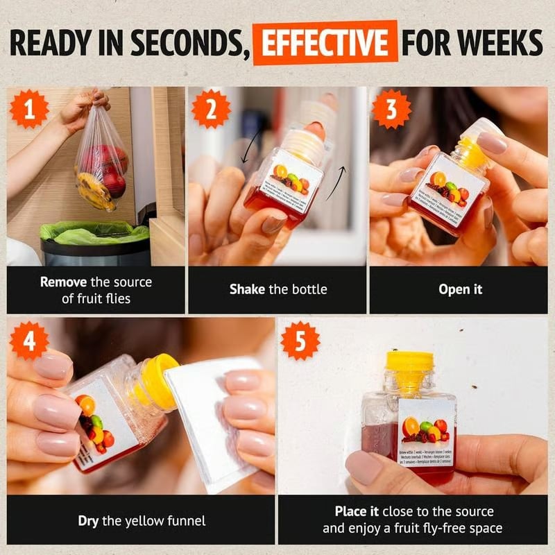 🔥Ultra-Strong Fruit Fly Trap - User Friendly (Up to 3 Weeks per Bottle)