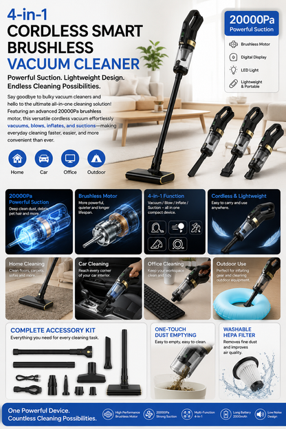 4-in-1 Cordless Smart Brushless Vacuum Cleaner