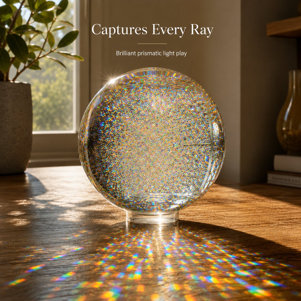 Holographic Refraction Art Sphere – Premium Optical Glass Light Prism Decor for Home & Office