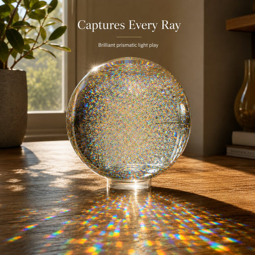 Holographic Refraction Art Sphere – Premium Optical Glass Light Prism Decor for Home & Office