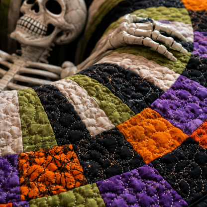 🔥 55% OFF TODAY 🎃3D Skeleton Vortex Quilted Round Halloween Rug