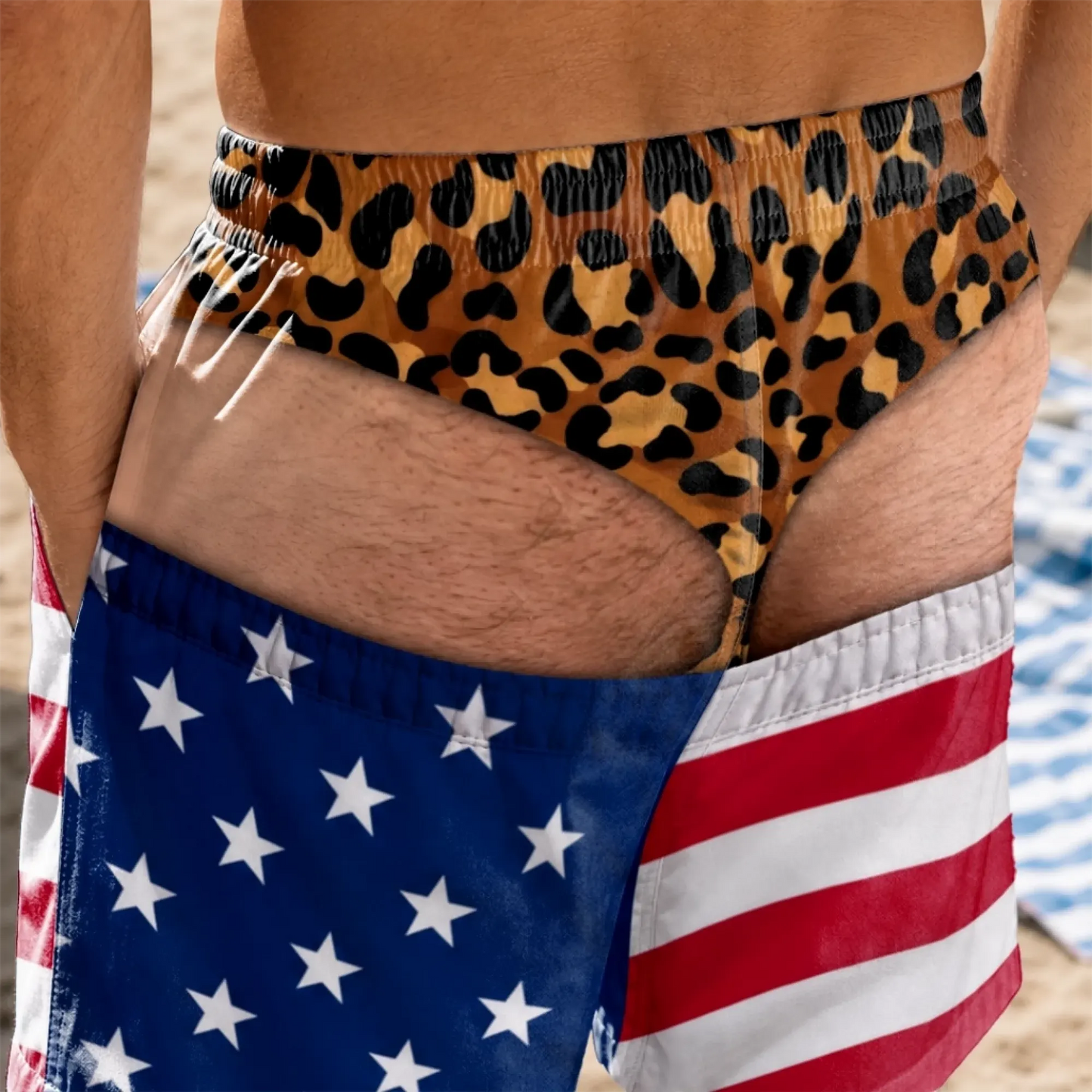 Funny Patriotic Men Swim Trunks - Personalized Birthday Gifts For Husband, Son, Grandson, Brother, Grandpa, Dad, Yourself - Warning Wide Load