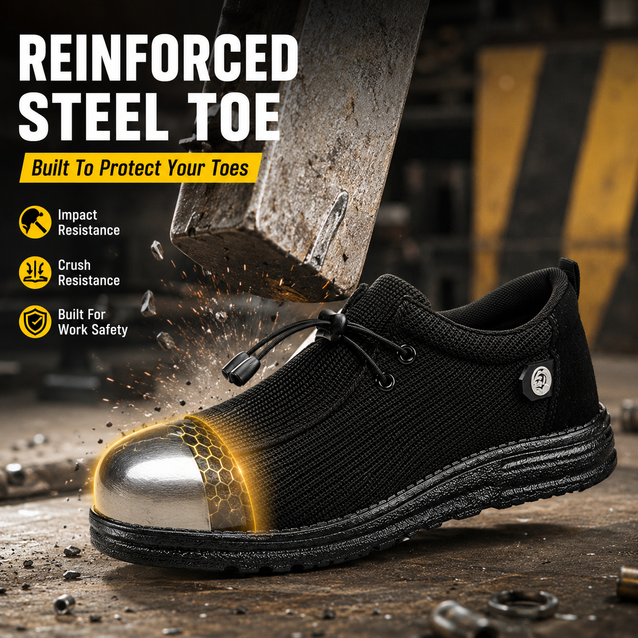 🥾 Lightweight Steel Toe Safety Loafers – Breathable Non-Slip Work Shoes | 🚚 Free Shipping