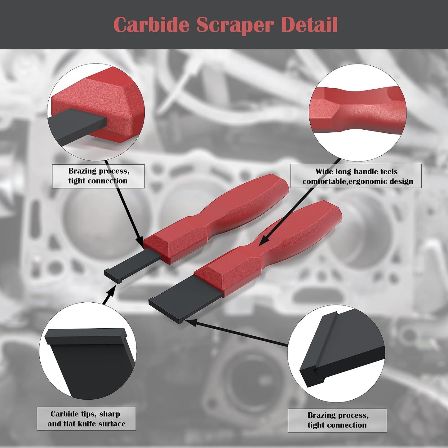 ⚙️ 2-Pack Tungsten Carbide Gasket Scraper Set for Auto Repair