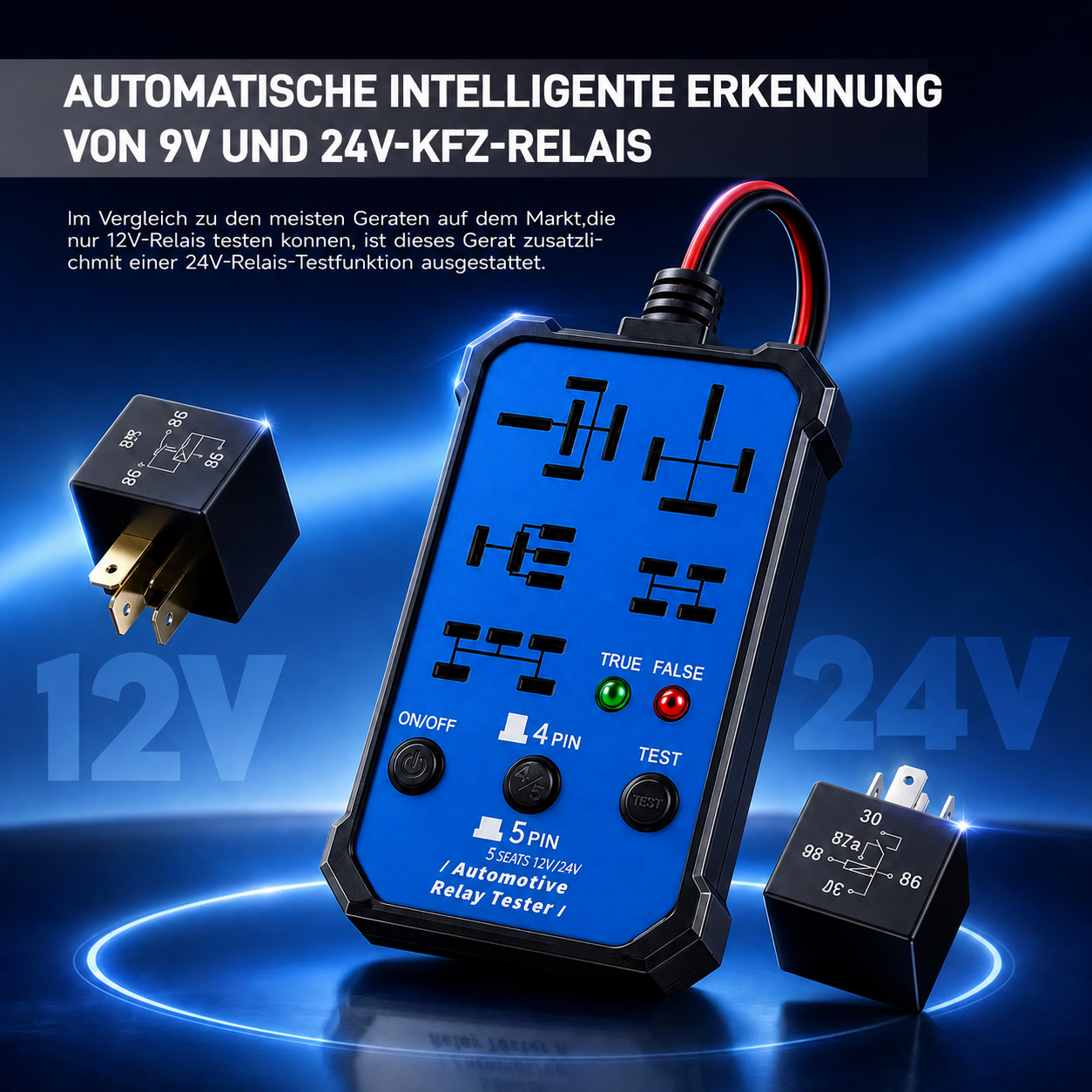 12V/24V Automotive Relay Tester – Fast Diagnostic Tool for 4 & 5 Pin Car Relays