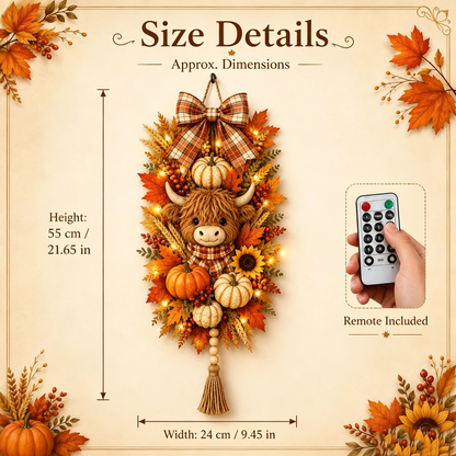 🍂🐮 Today 49% OFF🔥 Highland Cow Harvest Door Decoration