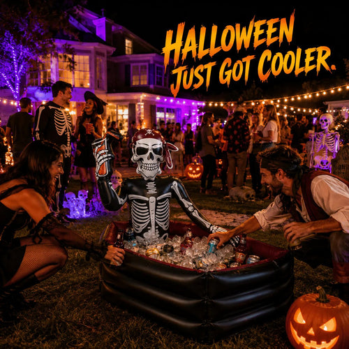 ☠️40-Gallon Inflatable Pirate Skeleton Cooler for Halloween