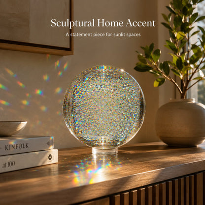 Holographic Refraction Art Sphere – Premium Optical Glass Light Prism Decor for Home & Office