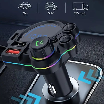 ⚡ 20W PD Car Charger & Bluetooth 5.3 FM Transmitter – Bass Booster & RGB Light – Wireless MP3 Radio Adapter 🎵