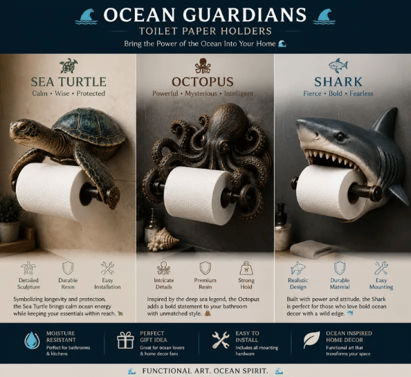 🌊 🚀Ocean Guardians Toilet Paper Holder Series