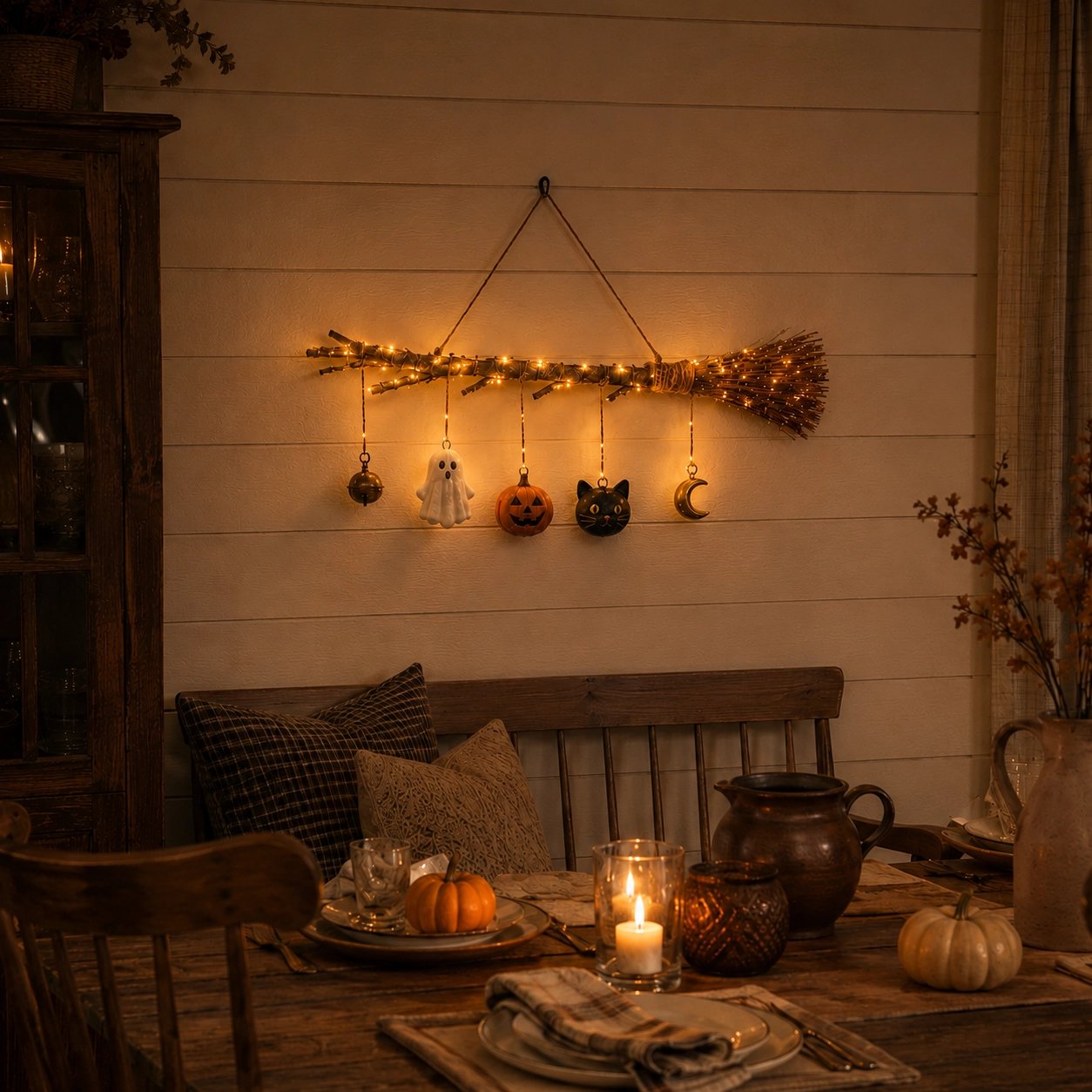 🍂 Lighted Fall Broom Wall Hanging – A Cozy Halloween Glow For Every Room ✨