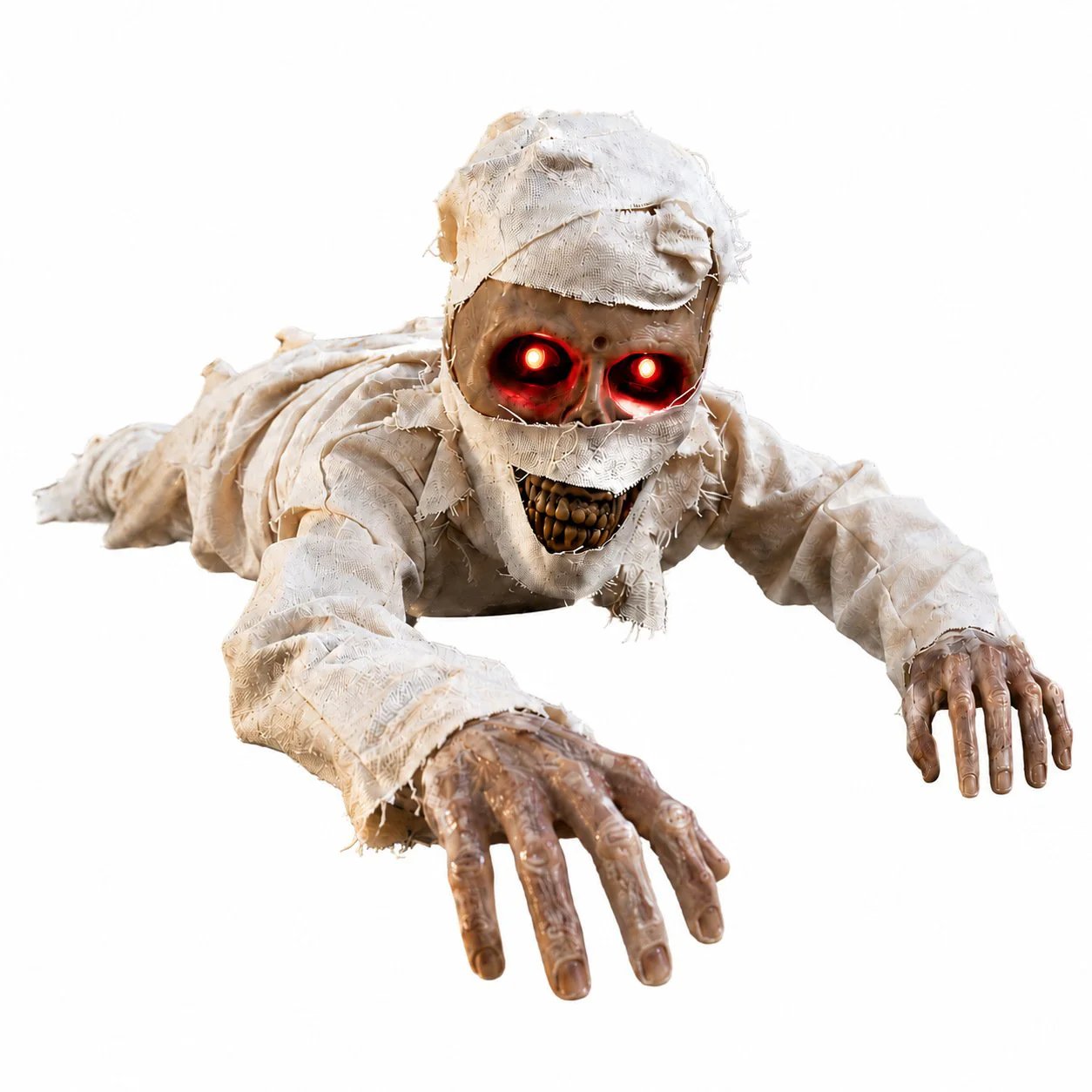 💀Sound-Activated Animated Crawling Mummy with Glowing Red Eyes