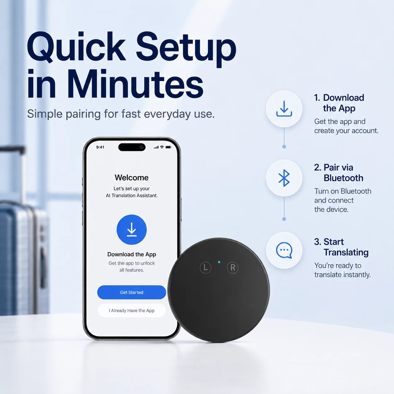 AI Pocket Translator – Real-Time Two-Way Voice Translation in 165+ Languages