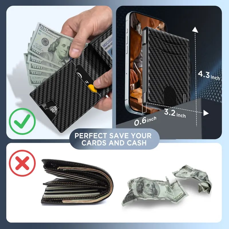 🔥Minimalist Pop-Up Wallet for Men – RFID Blocking Aluminum Card Holder , ID Window & Leather Front Pocket