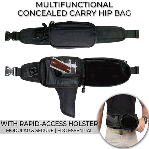 Multifunctional Concealed Carry Hip Bag with Rapid-Access Holster