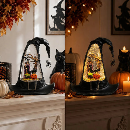 🧙Witches Hat Lighted Water Lantern With Swirling Glitter