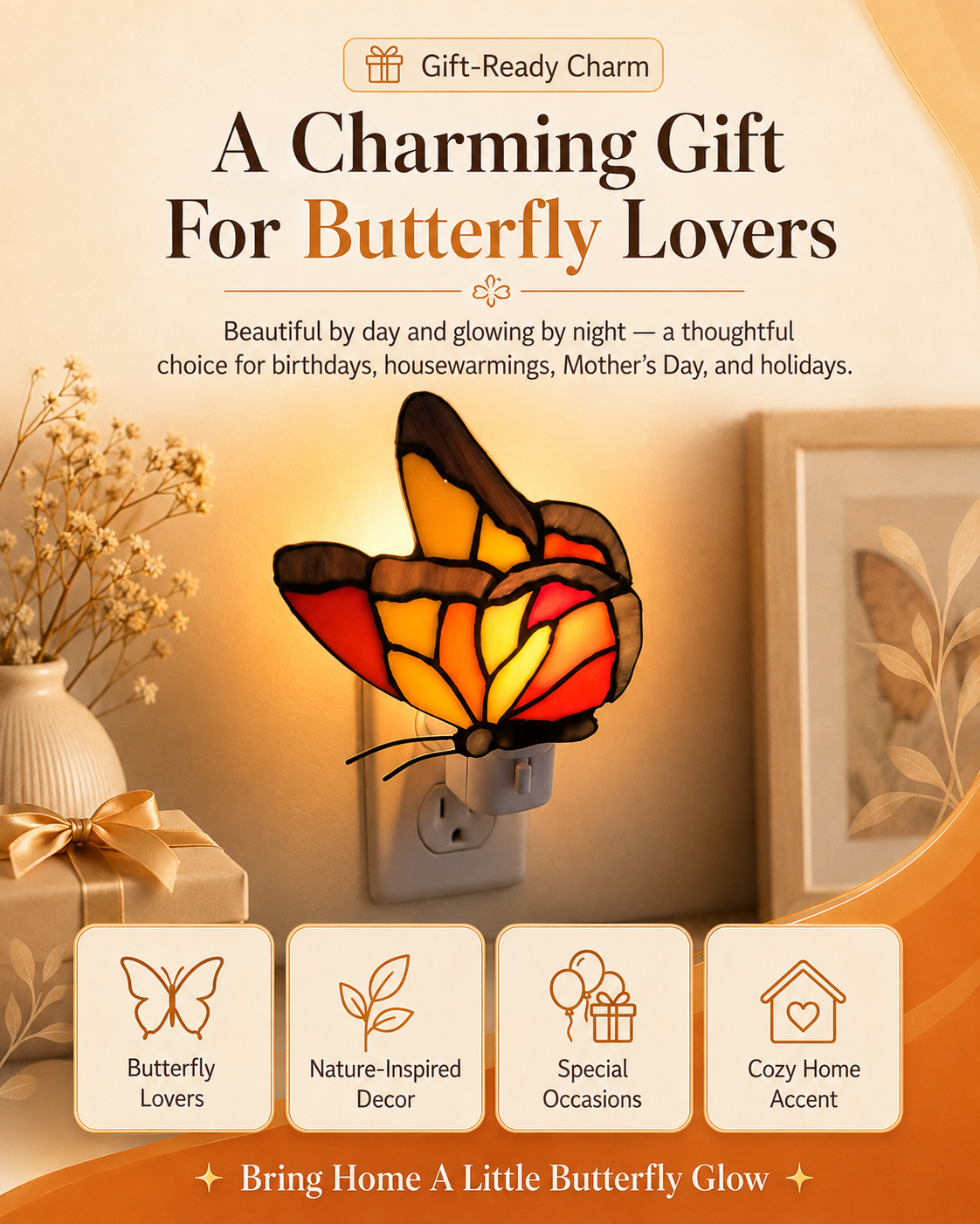 Colorful Butterfly Plug-In Night Light