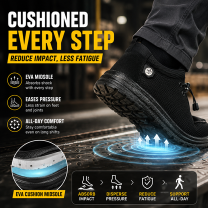🥾 Lightweight Steel Toe Safety Loafers – Breathable Non-Slip Work Shoes | 🚚 Free Shipping