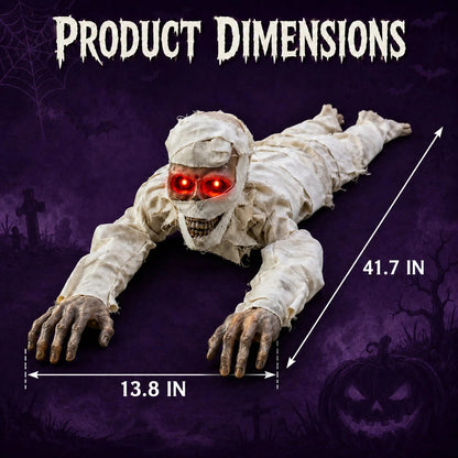 💀Sound-Activated Animated Crawling Mummy with Glowing Red Eyes
