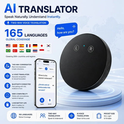 AI Pocket Translator – Real-Time Two-Way Voice Translation in 165+ Languages