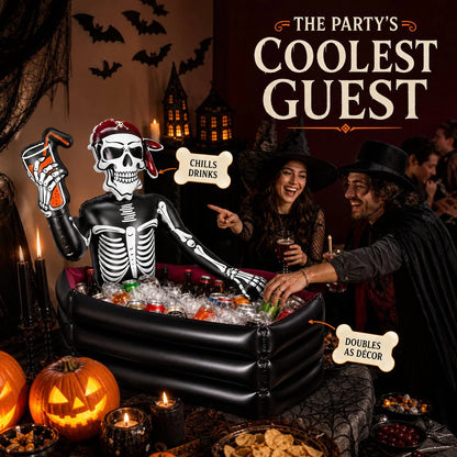 ☠️40-Gallon Inflatable Pirate Skeleton Cooler for Halloween