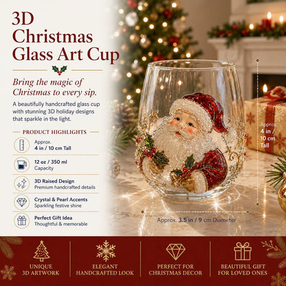 🎅Christmas Early Bird Sale🎄Christmas Glass Art Cup | Luxury Raised Holiday Glassware for Drinks, Decor & Christmas Gifts 🎁