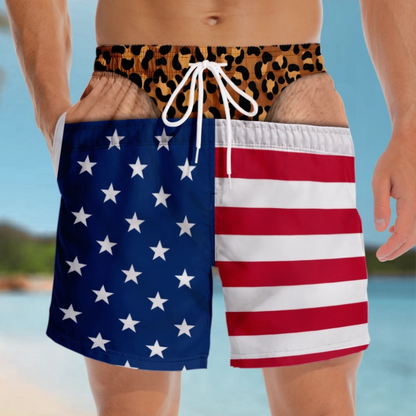 Funny Patriotic Men Swim Trunks - Personalized Birthday Gifts For Husband, Son, Grandson, Brother, Grandpa, Dad, Yourself - Warning Wide Load