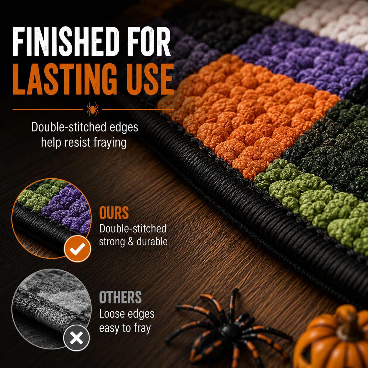💀Halloween 3D Bottomless Illusion Rug Skeleton Pit Non-Slip Crystal Velvet Mat 🎃