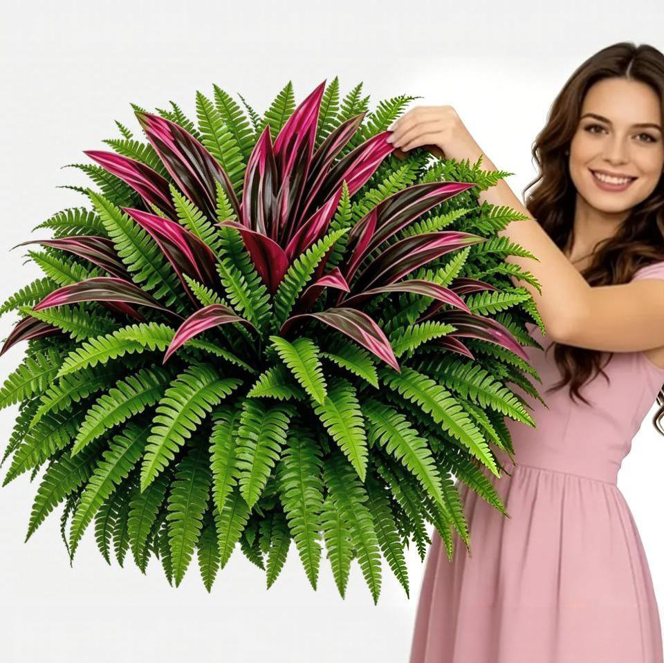💥Summer Special🔥 UV-Resistant Artificial Fern & Red Dracaena Decorative Plants – Full, Lush & Fade-Resistant!