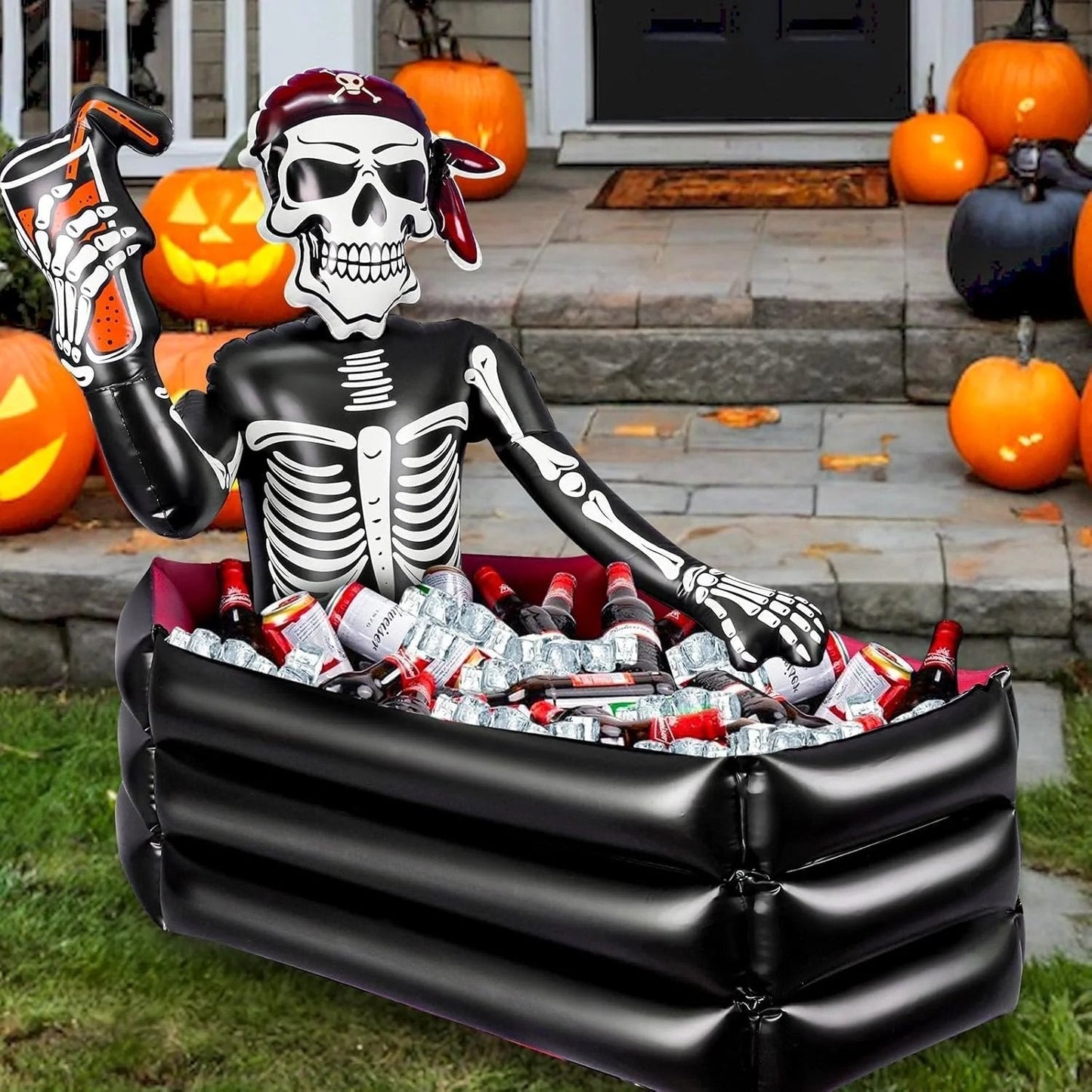 ☠️40-Gallon Inflatable Pirate Skeleton Cooler for Halloween