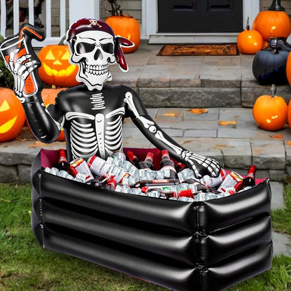 ☠️40-Gallon Inflatable Pirate Skeleton Cooler for Halloween