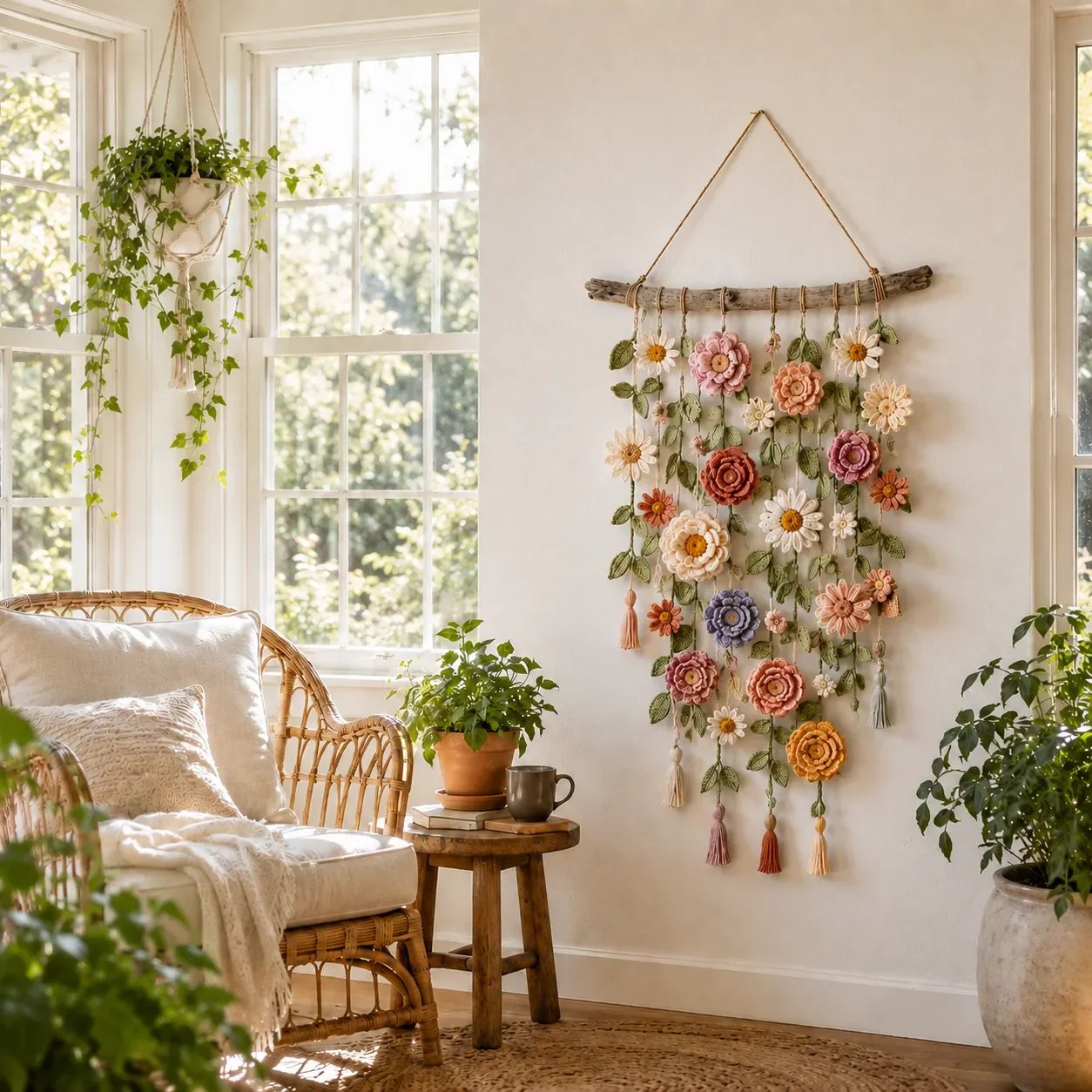 🌸Boho Crochet Flower Wall Hanging Decor