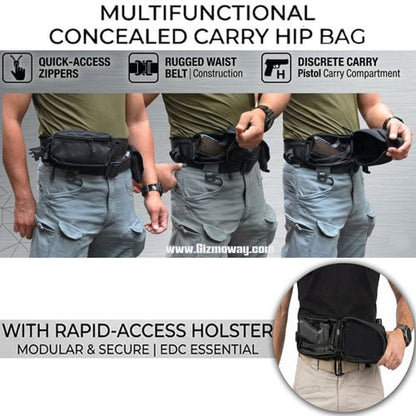 Multifunctional Concealed Carry Hip Bag with Rapid-Access Holster
