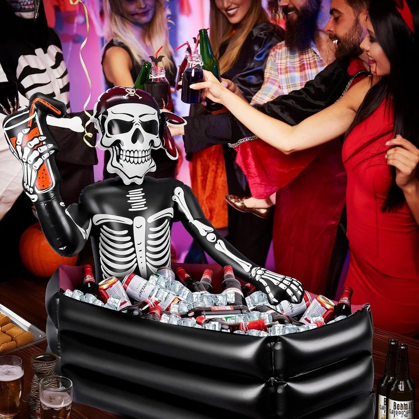 ☠️40-Gallon Inflatable Pirate Skeleton Cooler for Halloween