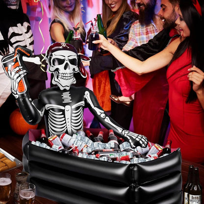 ☠️40-Gallon Inflatable Pirate Skeleton Cooler for Halloween