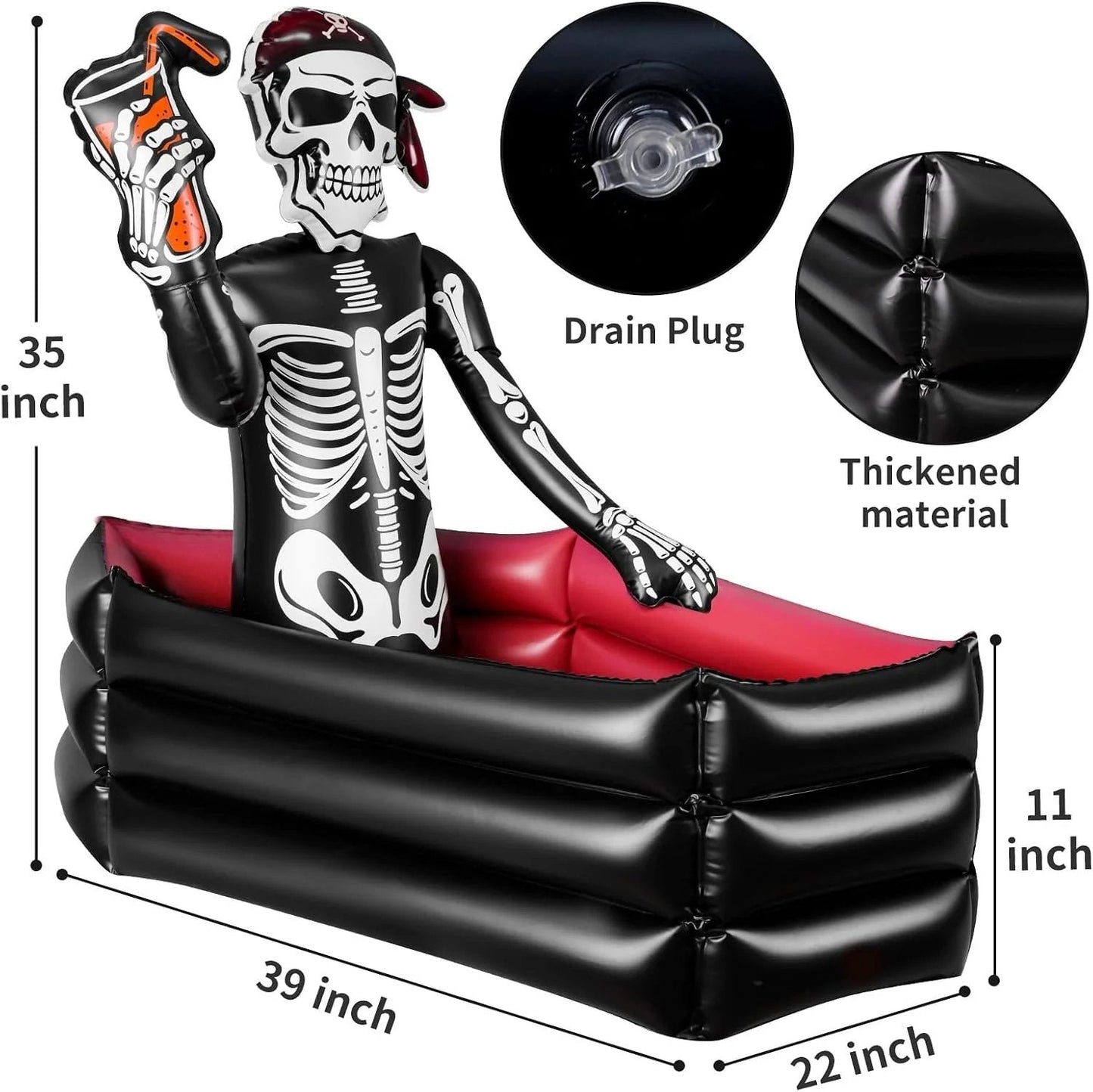 ☠️40-Gallon Inflatable Pirate Skeleton Cooler for Halloween