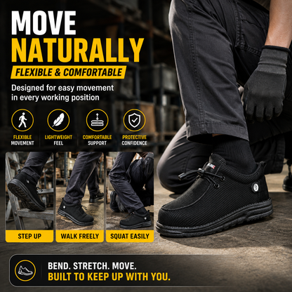 🥾 Lightweight Steel Toe Safety Loafers – Breathable Non-Slip Work Shoes | 🚚 Free Shipping