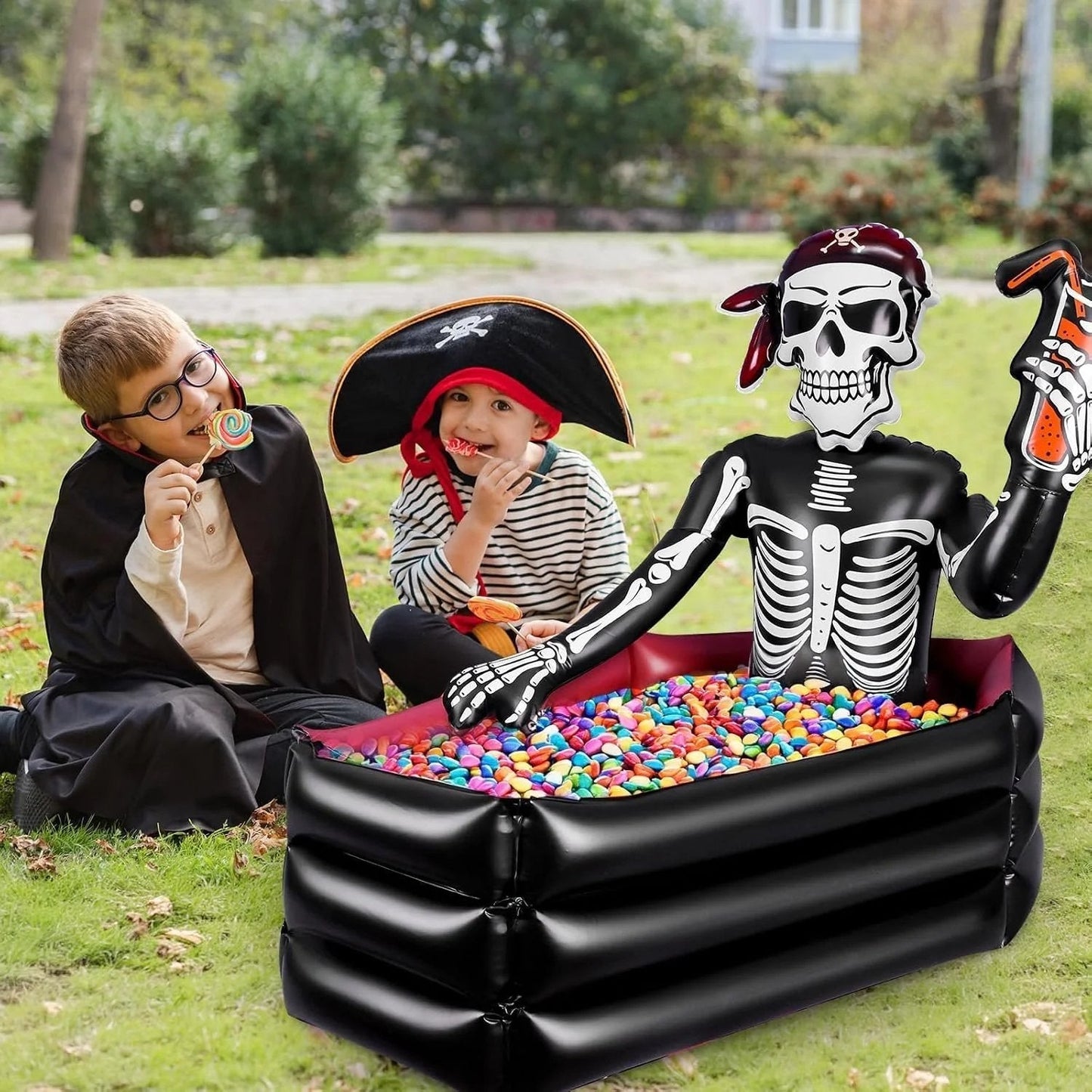 ☠️40-Gallon Inflatable Pirate Skeleton Cooler for Halloween