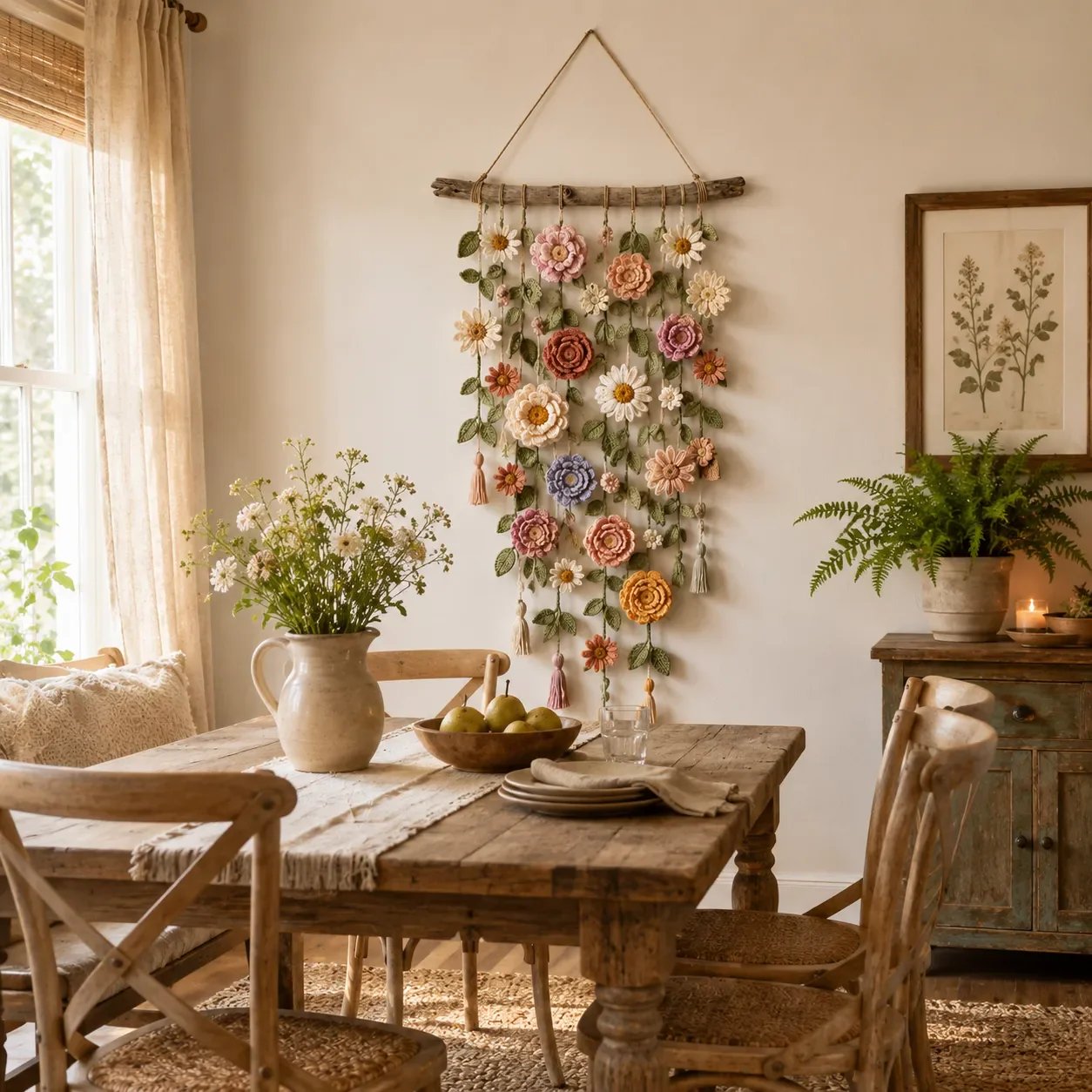 🌸Boho Crochet Flower Wall Hanging Decor
