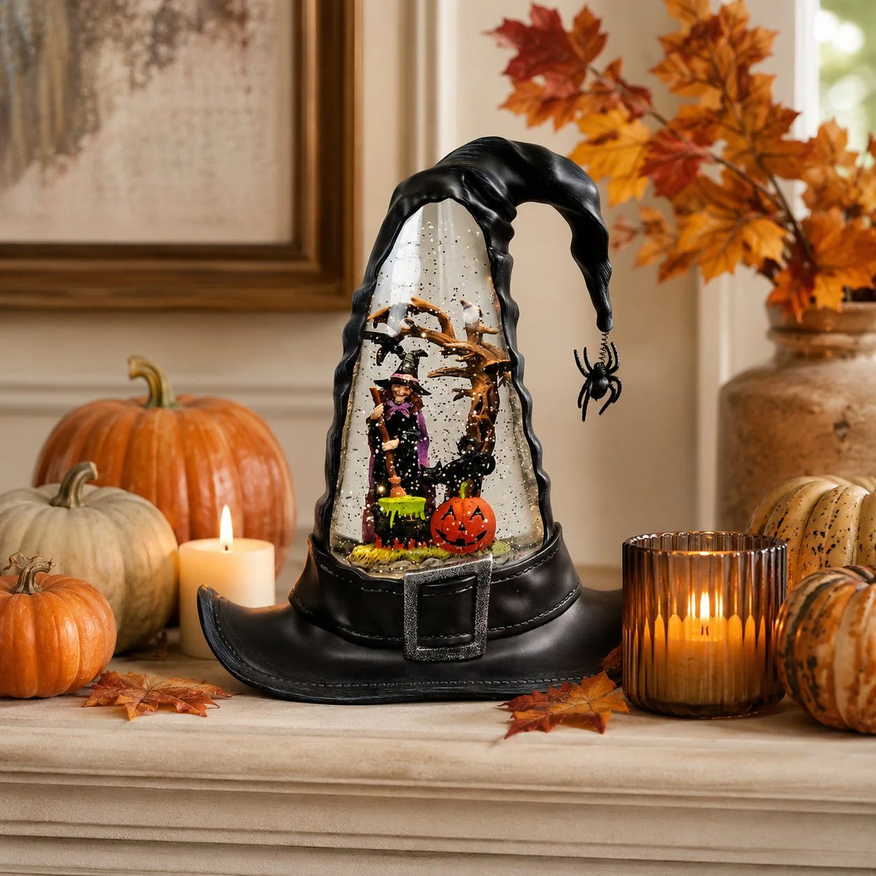 🧙Witches Hat Lighted Water Lantern With Swirling Glitter