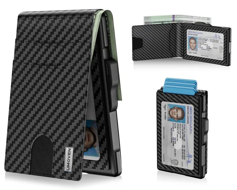 🔥Minimalist Pop-Up Wallet for Men – RFID Blocking Aluminum Card Holder , ID Window & Leather Front Pocket