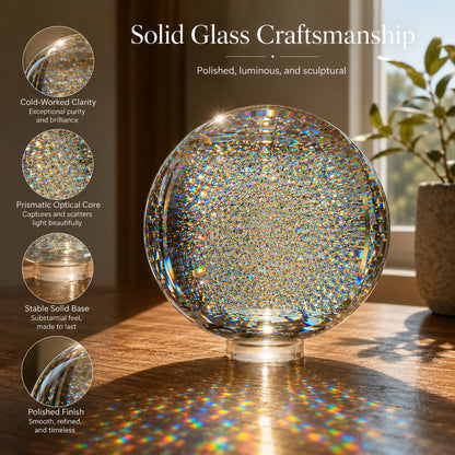 Holographic Refraction Art Sphere – Premium Optical Glass Light Prism Decor for Home & Office